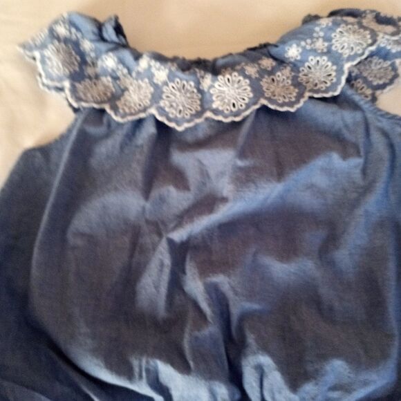 JUSTICE girl's blue embroidered top size 12 - Picture 2 of 5